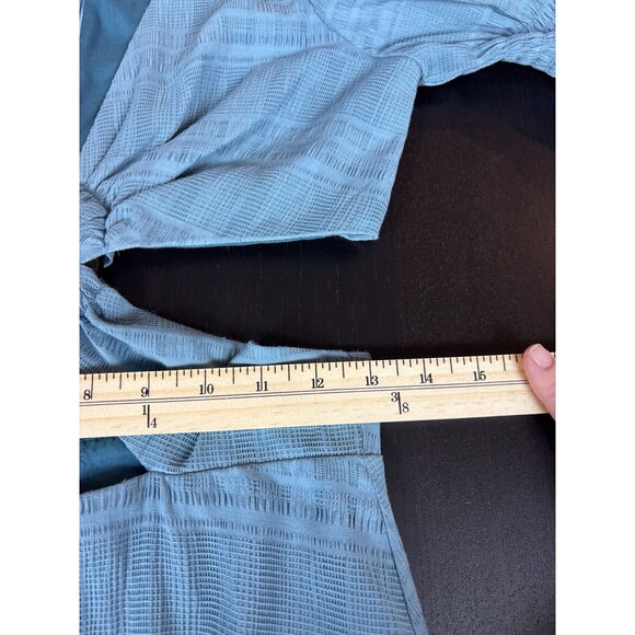 Tularosa Nanette Cut Out Dress Dusty Blue Small Cotton Blend Lined Maxi Plunge - Picture 9 of 11